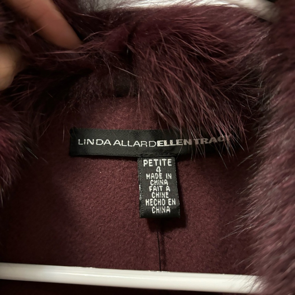 Linda Allard Ellen Tracy Wool Fur Trim Vest NWT - Picture 4 of 6